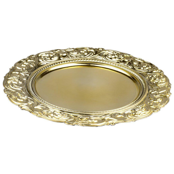 Acrylic Charger Plates Round Metallic Baroque-Set of 4-Koyal Wholesale-Gold-