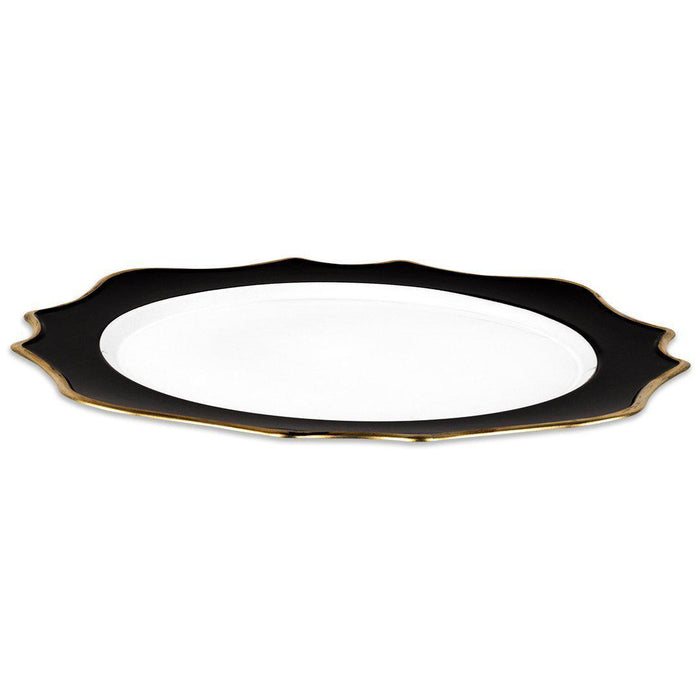 Acrylic Charger Plates Round with Gold Modern Scallop Edge-Koyal Wholesale-Black - Pack of 12-