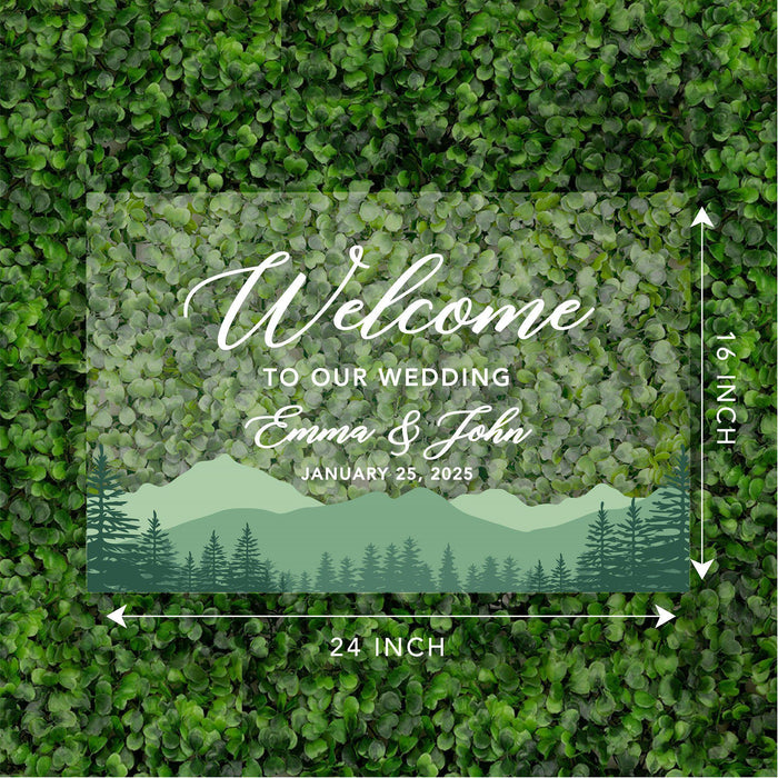 Acrylic Custom Woodland Wedding Signs, 16 x 24 Inches-Set of 1-Andaz Press-Misty Woodland Forest Trees-
