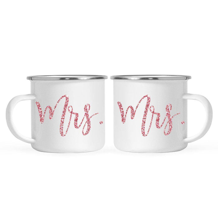 Andaz Press 11oz Faux Pink Glitter Wedding Campfire Coffee Mug-Set of 1-Andaz Press-Mrs. and Mrs.-