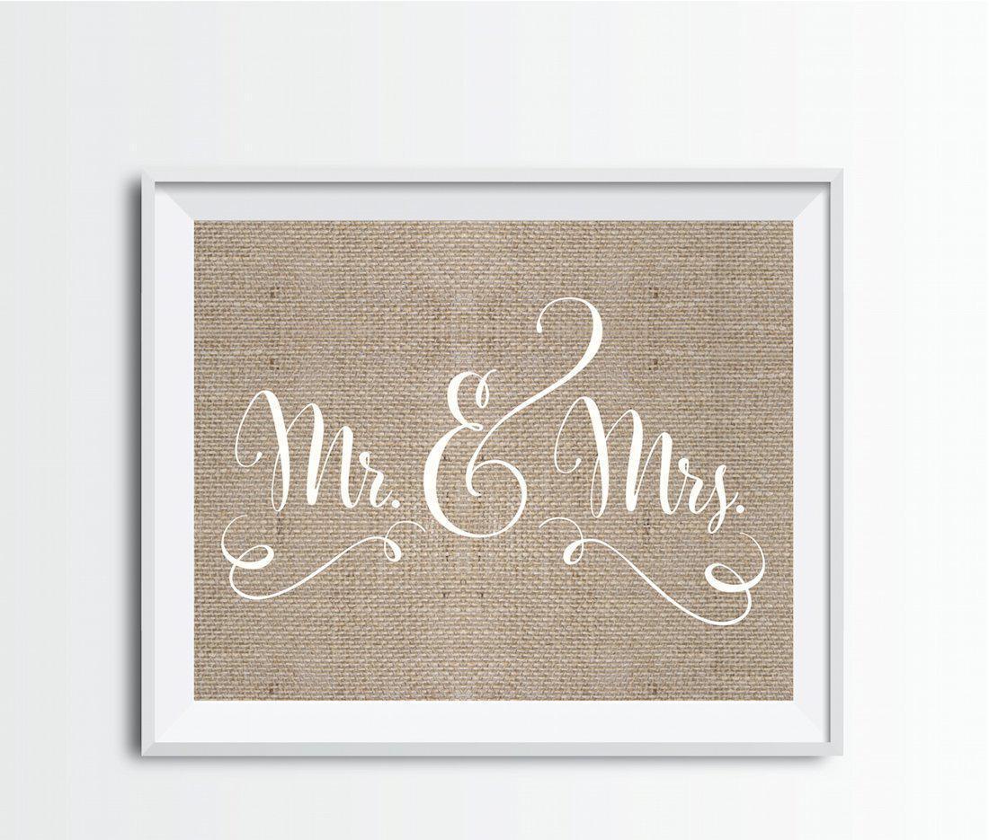 Andaz Press 8.5 x 11 Burlap Wedding Party Signs-Set of 1-Andaz Press-Mr. & Mrs.-