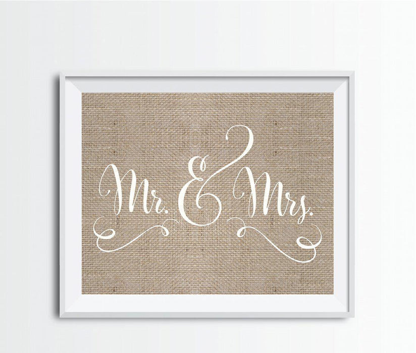 Andaz Press 8.5 x 11 Burlap Wedding Party Signs-Set of 1-Andaz Press-Mr. & Mrs.-