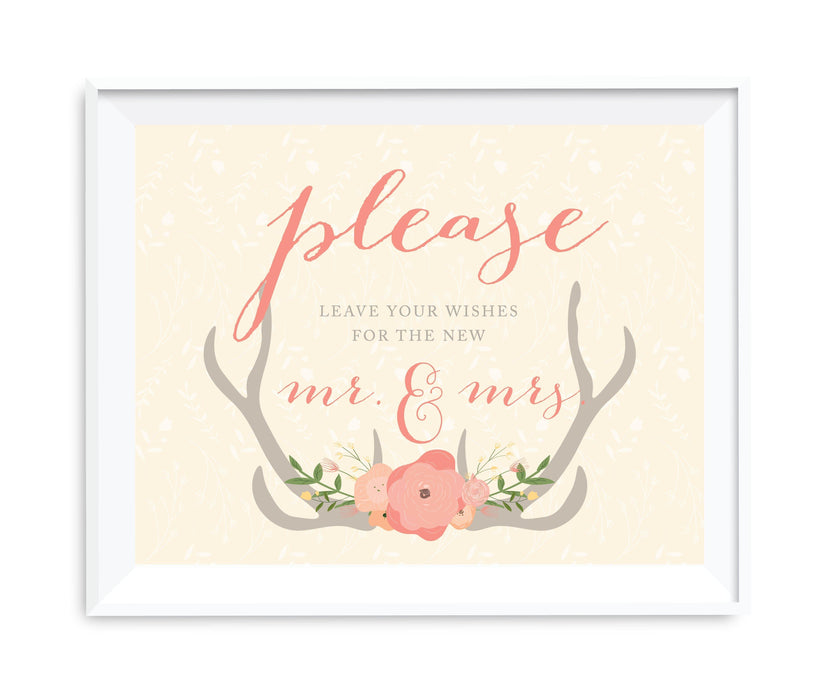 Andaz Press 8.5 x 11 Woodland Deer Wedding Party Signs-Set of 1-Andaz Press-Leave Your Wishes For New Mr. & Mrs.-