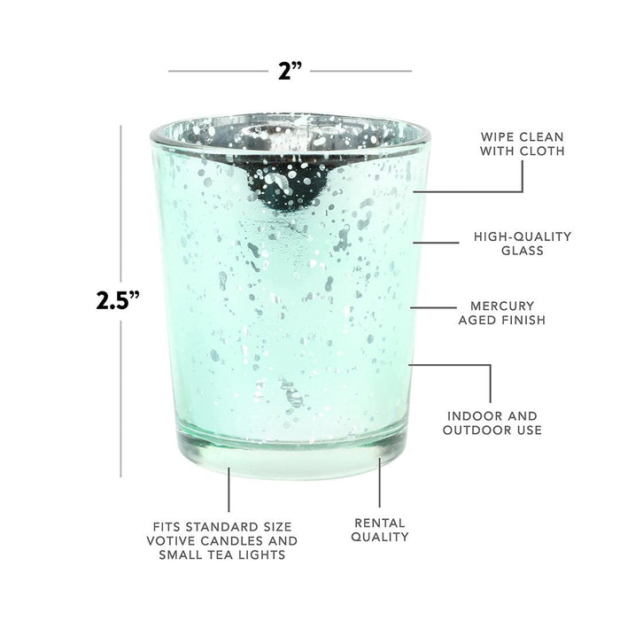 Antique Mercury Glass Votive Cups, Set of 12-Sold By Case-Koyal Wholesale-Navy Blue-2" D x 2.5" H-