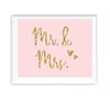 Blush Pink Gold Glitter Print Wedding Party Signs-Set of 1-Andaz Press-Mr. & Mrs.-