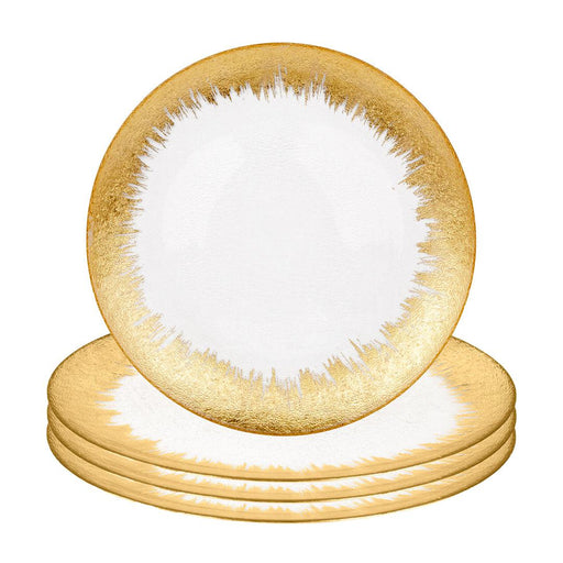 Brush Glass Charger Plates, Set of 4-Set of 4-Koyal Wholesale-Gold-