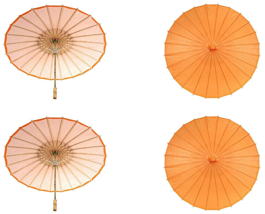Bulk Pack Wedding Paper Parasols-Koyal Wholesale-Orange-Set of 4-