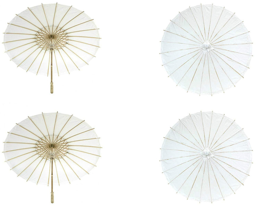 Bulk Pack Wedding Paper Parasols-Koyal Wholesale-White-Set of 4-