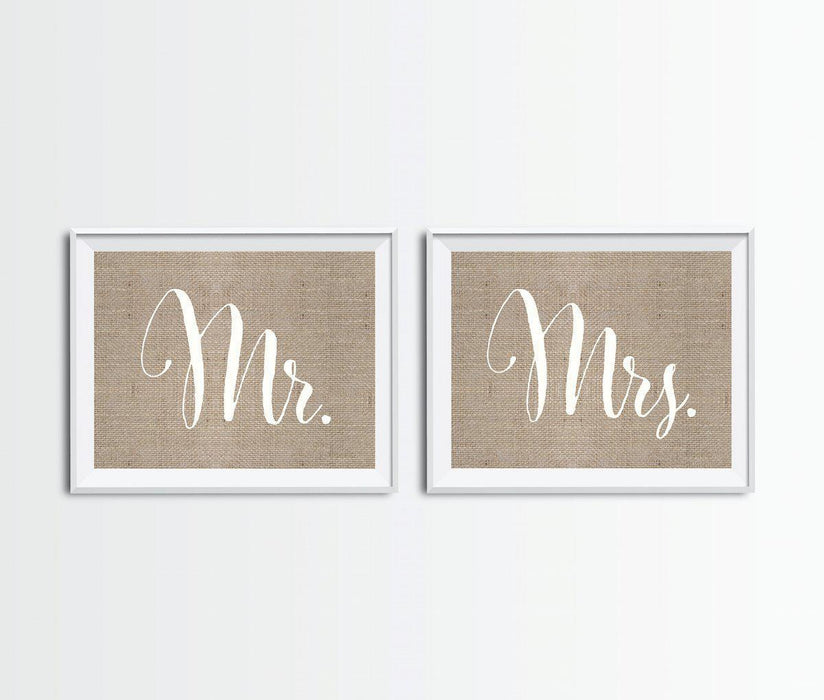 Burlap Wedding Party Signs, 2-Pack-Set of 2-Andaz Press-Mr. & Mrs.-