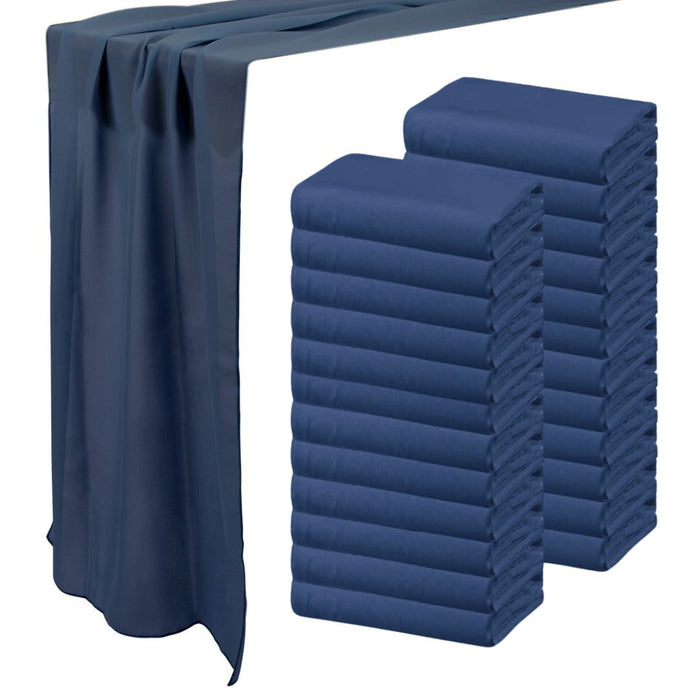 Chiffon Table Runners-Set of 1-Koyal Wholesale-Navy Blue-Set of 24-