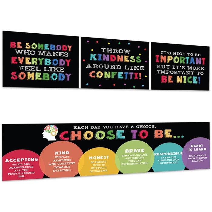 Classic Rainbow Classroom Banner Poster Sign for Teachers, Door Wall Decor, Set of 2-Set of 2-Andaz Press-Kindness Posters-