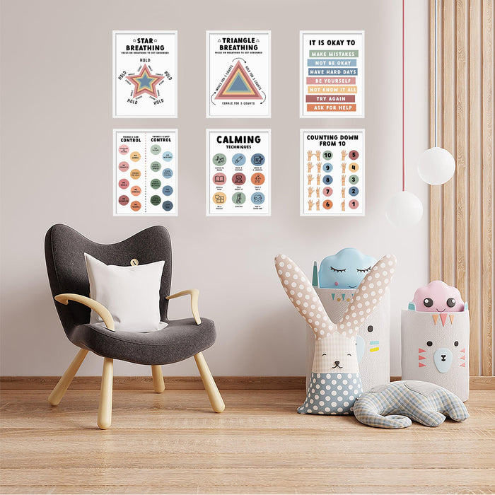 Classroom Calming Corner Posters for Teachers, Kids Education Bundle, Set of 30-Set of 30-Andaz Press-Boho Rainbow-