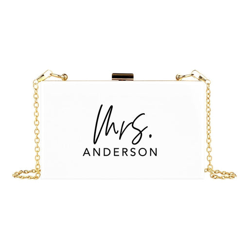 Custom Acrylic Clutch Purse for Bride with Gold Removable Metal Chain - 18 Designs-Set of 1-Andaz Press-Custom Mrs.-