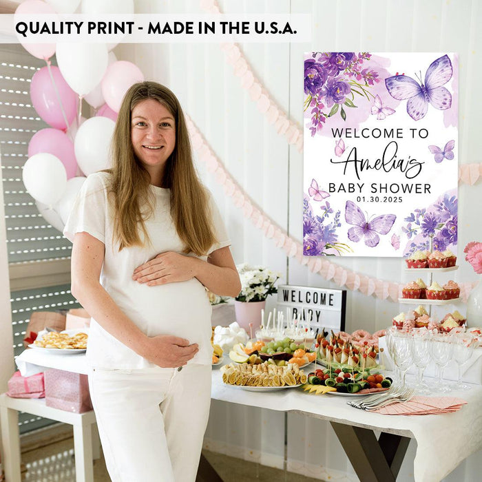 Custom Blooming Baby Shower: Floral Canvas Decor & Guest Book Alternative-Set of 1-Andaz Press-Pink Florals-