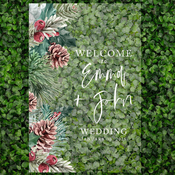 Custom Fall Wedding Acrylic Welcome Signs, 16 x 24 Inches-Set of 1-Andaz Press-Winter Pinecones-