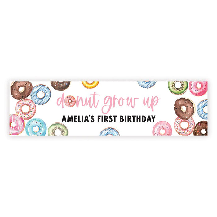 Custom First Birthday Decor: Banner & Backdrop for Girls, Set of 1-Set of 1-Andaz Press-Donut Grow Up-