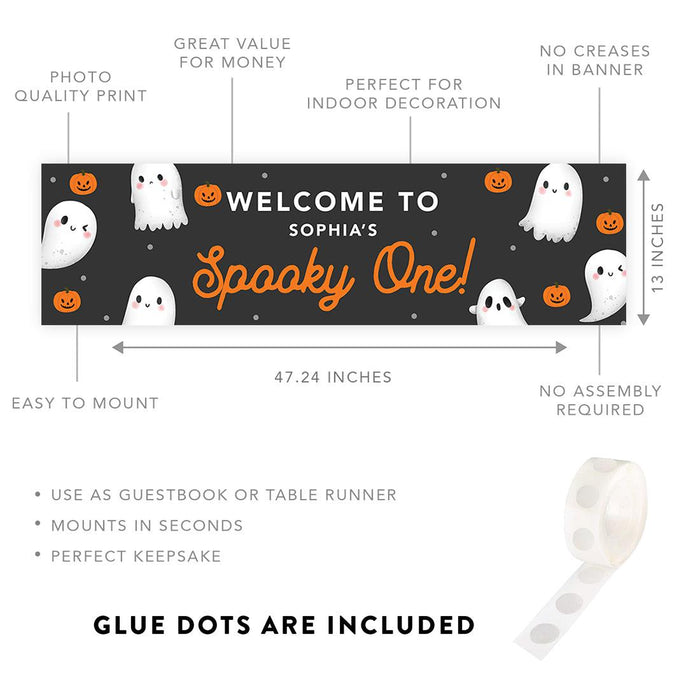 Custom Halloween 1st Birthday Banner, Backdrop Welcome Sign, Set of 1-Set of 1-Andaz Press-First Boo-Day-