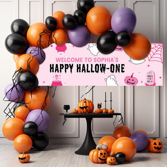 Custom Halloween 1st Birthday Banner, Backdrop Welcome Sign, Set of 1-Set of 1-Andaz Press-First Boo-Day-