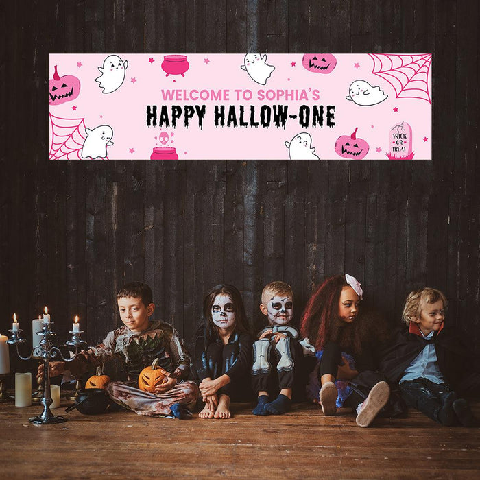 Custom Halloween 1st Birthday Banner, Backdrop Welcome Sign, Set of 1-Set of 1-Andaz Press-First Boo-Day-