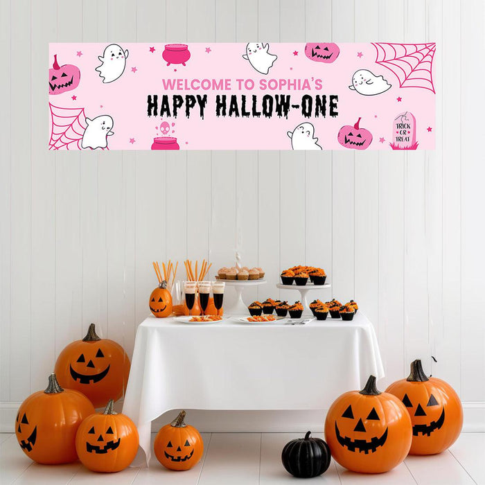 Custom Halloween 1st Birthday Banner, Backdrop Welcome Sign, Set of 1-Set of 1-Andaz Press-First Boo-Day-