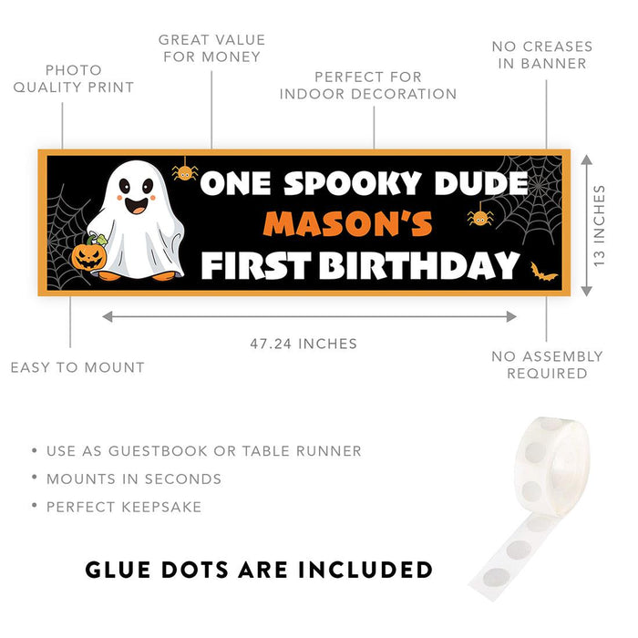 Custom Halloween 1st Birthday Banner, Backdrop Welcome Sign, Set of 1-Set of 1-Andaz Press-First Boo-Day-