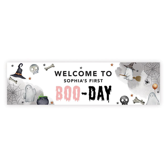 Custom Halloween 1st Birthday Banner, Backdrop Welcome Sign, Set of 1-Set of 1-Andaz Press-First Boo-Day-