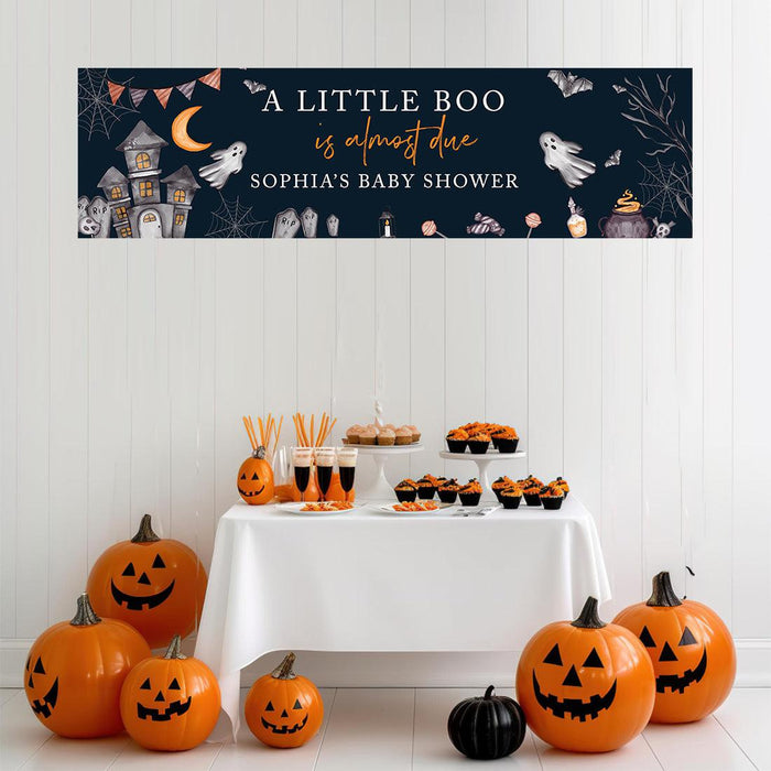 Custom Halloween Baby Shower Banner, Backdrop Welcome Sign, Set of 1-Set of 1-Andaz Press-A Baby Is Brewing-