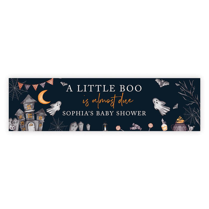 Custom Halloween Baby Shower Banner, Backdrop Welcome Sign, Set of 1-Set of 1-Andaz Press-A Little Boo Is Almost Due-