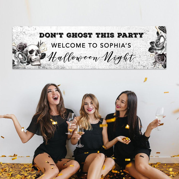 Custom Halloween Welcome Banner Backdrop for Bridal Shower, Bachelorette, and Birthday, Set of 1-Set of 1-Andaz Press-Halloween Bash-