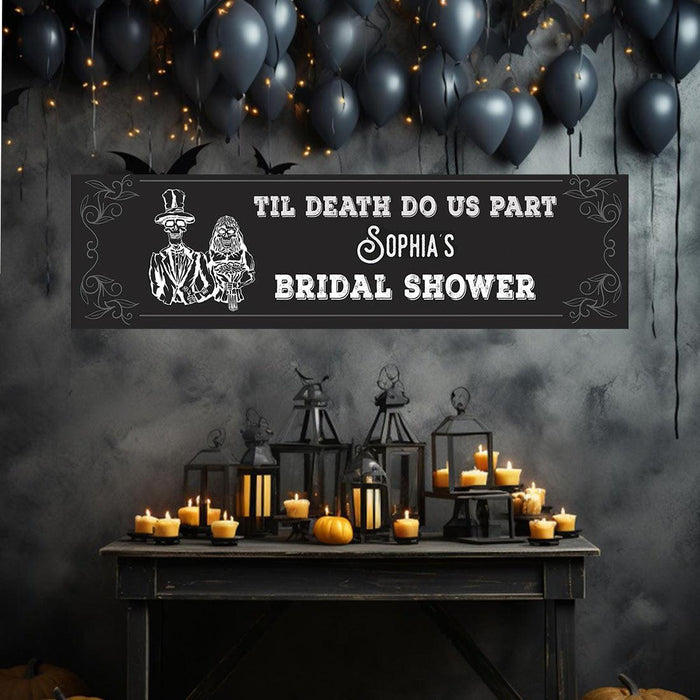 Custom Halloween Welcome Banner Backdrop for Bridal Shower, Bachelorette, and Birthday, Set of 1-Set of 1-Andaz Press-Halloween Bash-