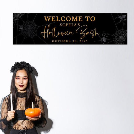 Custom Halloween Welcome Banner Backdrop for Bridal Shower, Bachelorette, and Birthday, Set of 1-Set of 1-Andaz Press-Halloween Bash-