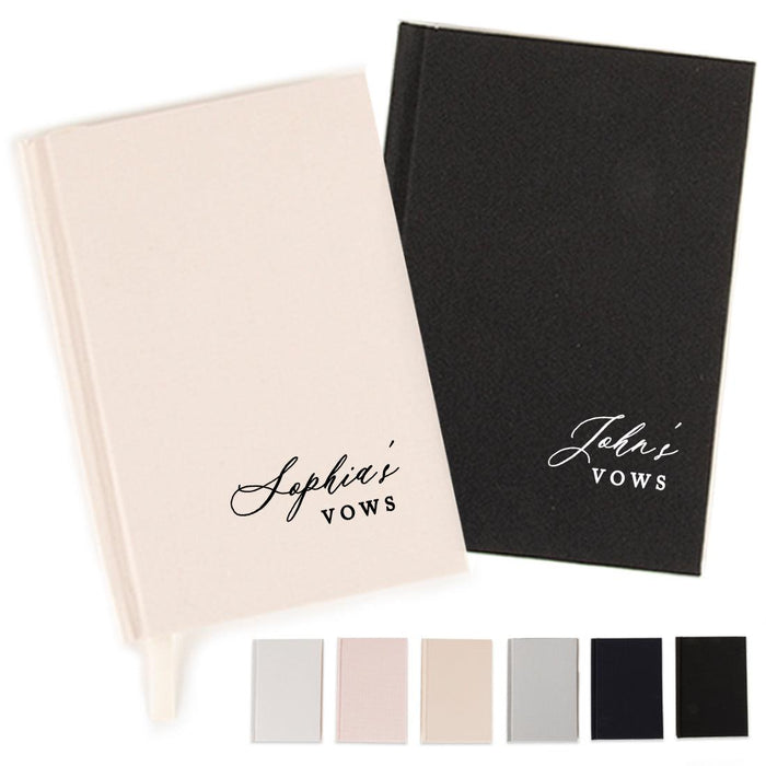 Custom Hardcover Linen Wedding Vow Books, 2-Pack-Set of 2-Andaz Press-Classic Custom Names Vows-