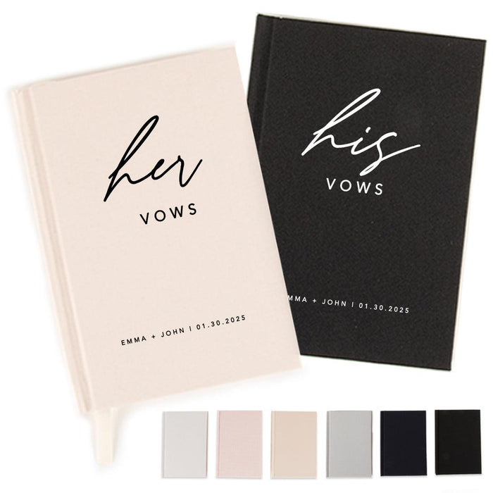 Custom Hardcover Linen Wedding Vow Books, 2-Pack-Set of 2-Andaz Press-Minimal His and Hers-