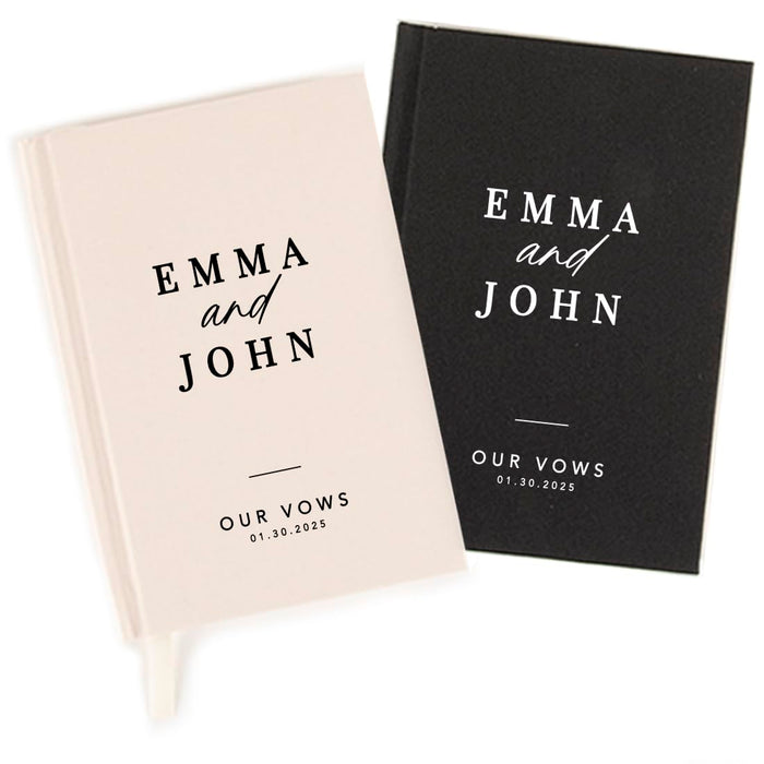Custom Hardcover Linen Wedding Vow Books, 2-Pack-Set of 2-Andaz Press-Modern Custom Names Vows-