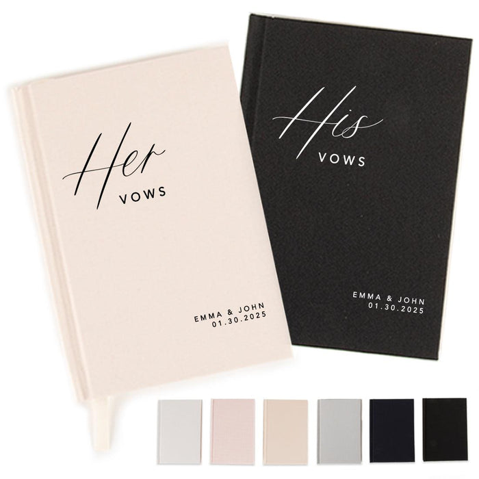 Custom Hardcover Linen Wedding Vow Books, 2-Pack-Set of 2-Andaz Press-Modern His and Hers-