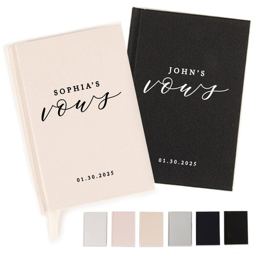 Custom Hardcover Linen Wedding Vow Books, 2-Pack-Set of 2-Andaz Press-Vows & Date-