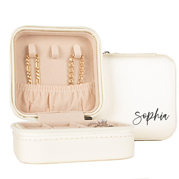 Custom Jewelry Box for Women, Portable Travel Organizer, Set of 1-Set of 1-Andaz Press-White-