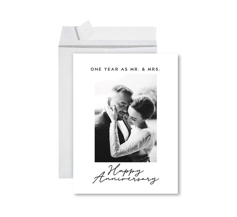 Custom Jumbo Anniversary Photo Card with Envelope, Greeting Card for Anniversary Gifts, Set of 1-Set of 1-Andaz Press-Year As Mr. & Mrs.-