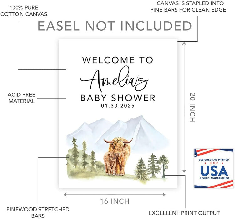 Custom Jungle Safari Baby Shower Canvas Welcome Signs-Set of 1-Andaz Press-Modern Tropical Jungle-