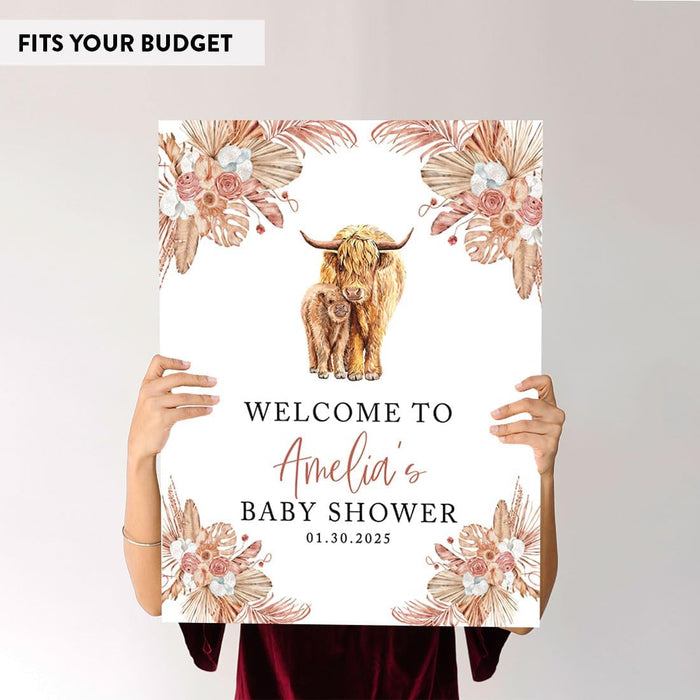 Custom Jungle Safari Baby Shower Canvas Welcome Signs-Set of 1-Andaz Press-Modern Tropical Jungle-