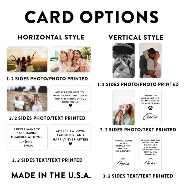 Custom Metal Wallet Photo Card Two Sides Custom Picture, Text, or Quote Message-Set of 1-Andaz Press-