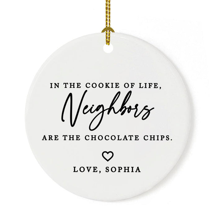 Custom Neighbor Round Porcelain Christmas Ornament, Set of 1-Set of 1-Andaz Press-In the Cookie of Life-