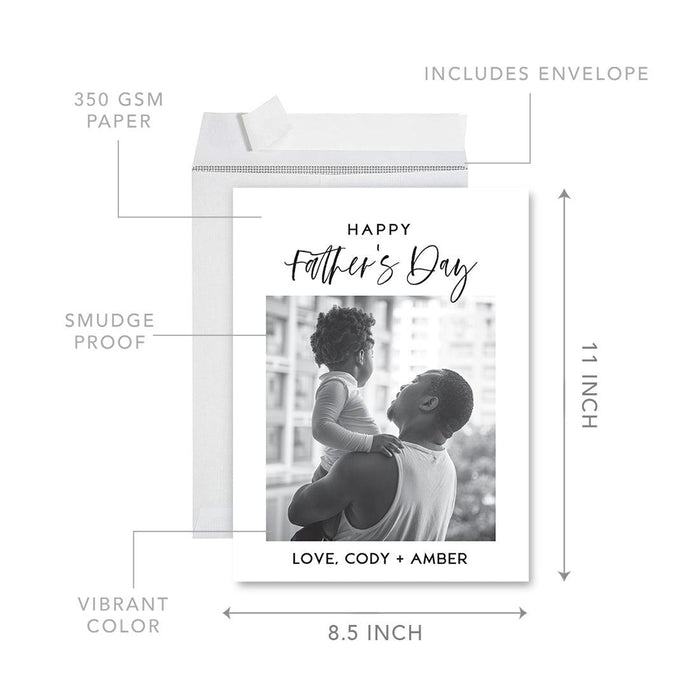 Custom Photo Father's Day Jumbo Card with Envelope, Greeting Card for Him, Set of 1-Set of 1-Andaz Press-Love, Custom Names-