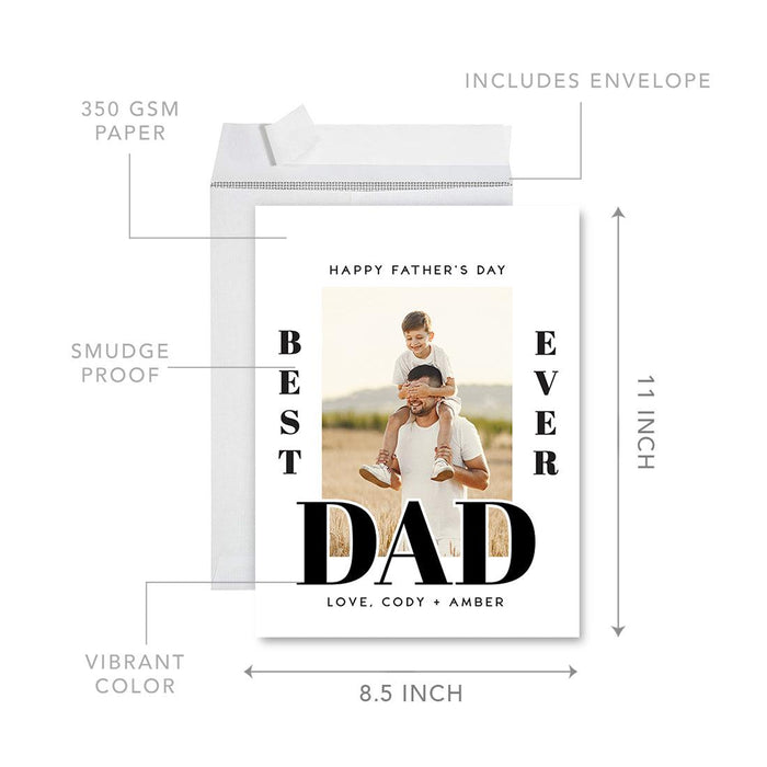 Custom Photo Father's Day Jumbo Card with Envelope, Greeting Card for Him, Set of 1-Set of 1-Andaz Press-Love, Custom Names-