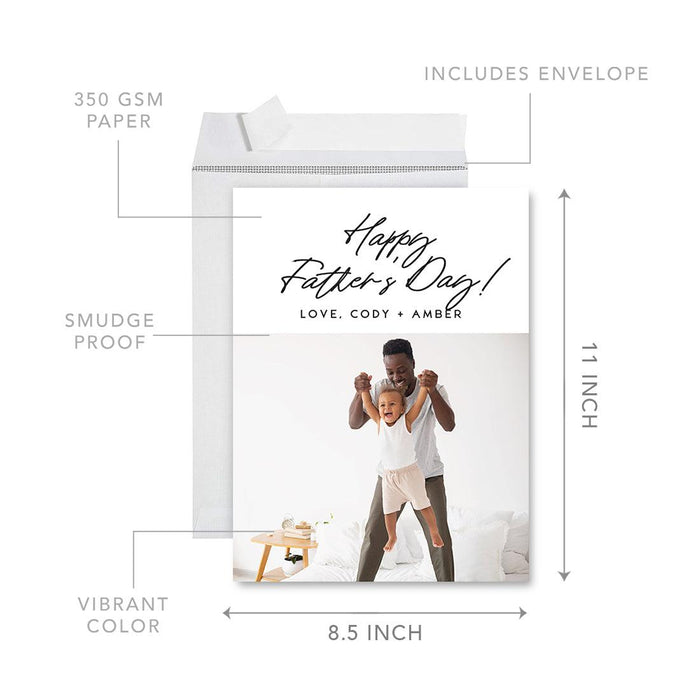 Custom Photo Father's Day Jumbo Card with Envelope, Greeting Card for Him, Set of 1-Set of 1-Andaz Press-Love, Custom Names-