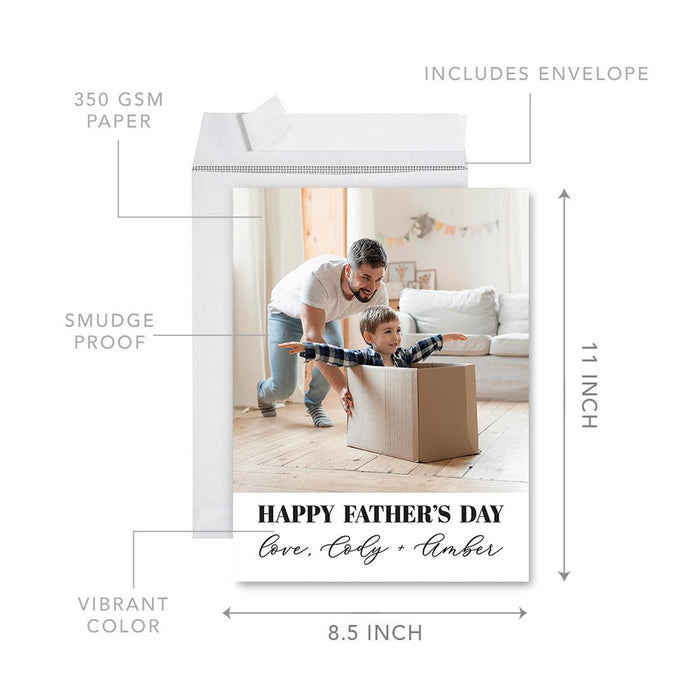 Custom Photo Father's Day Jumbo Card with Envelope, Greeting Card for Him, Set of 1-Set of 1-Andaz Press-Love, Custom Names-