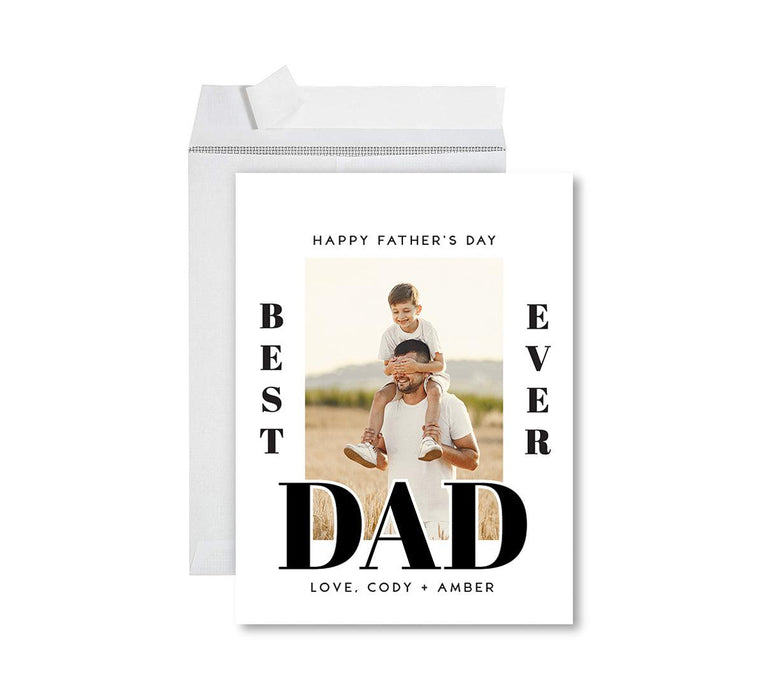Custom Photo Father's Day Jumbo Card with Envelope, Greeting Card for Him, Set of 1-Set of 1-Andaz Press-Best Bad Ever Black Font-
