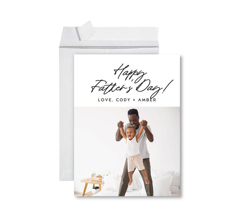 Custom Photo Father's Day Jumbo Card with Envelope, Greeting Card for Him, Set of 1-Set of 1-Andaz Press-Happy Father's Day Cursive-