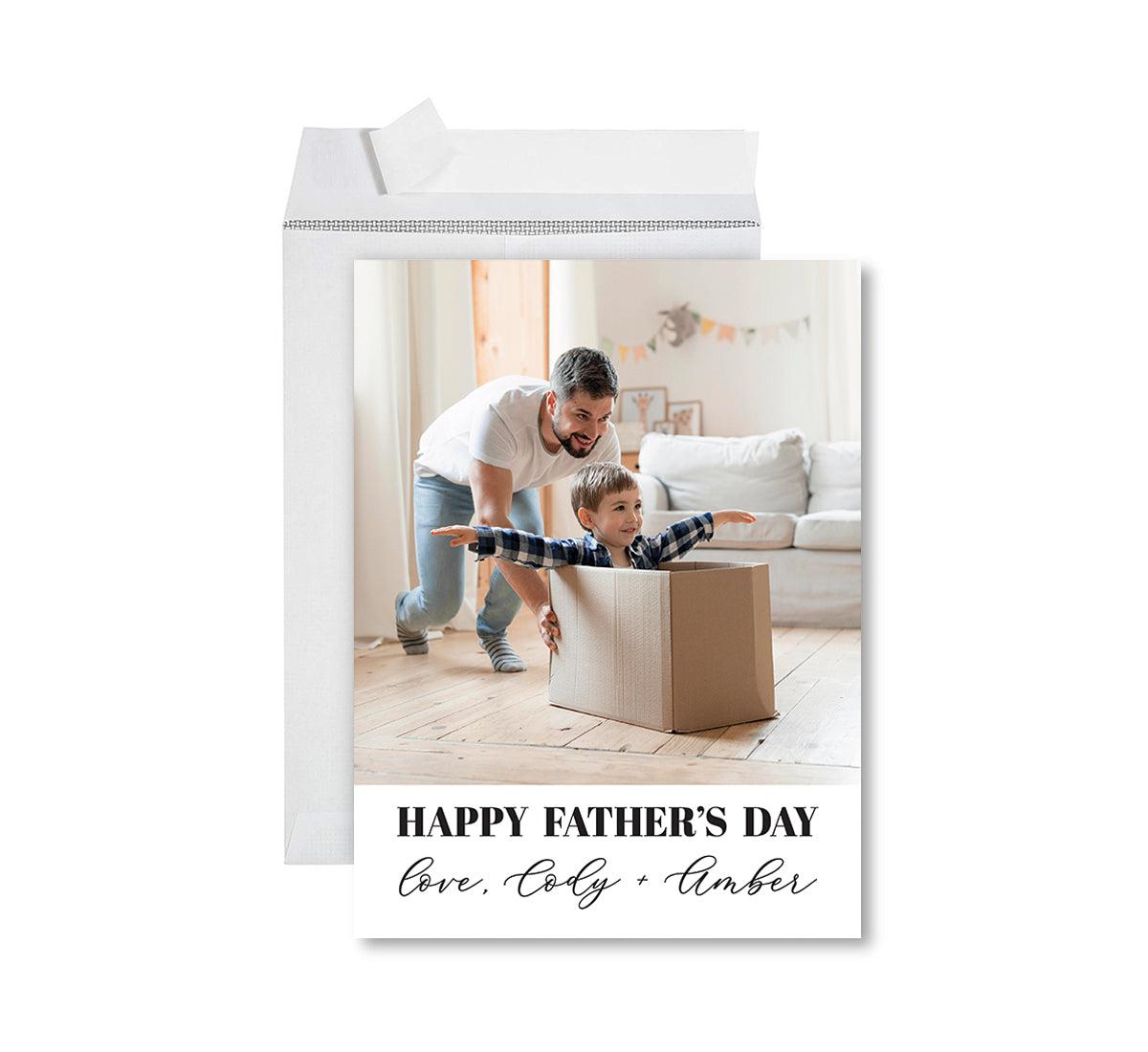 Custom Photo Father's Day Jumbo Card with Envelope, Greeting Card for Him, Set of 1-Set of 1-Andaz Press-Love, Custom Names-