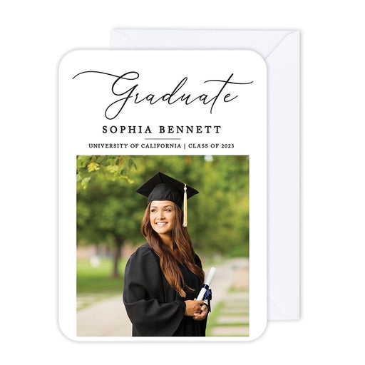 Custom Photo Graduation Announcement Cards with Envelopes, Set of 24-Set of 24-Andaz Press-Graduate-